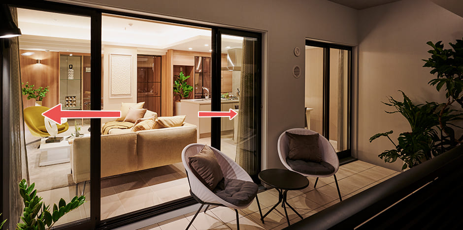 4枚引き違いサッシ